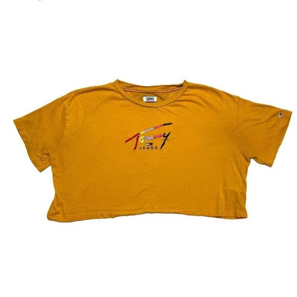 Tommy Hilfiger Tommy Jeans Cropped T-Shirt Embroidered Multicolor Women's Medium - Picture 1 of 13
